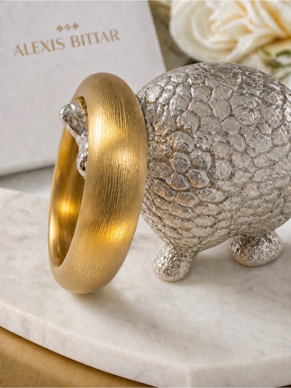 Alexis Bittar Brushed Gold Dome Bangle
